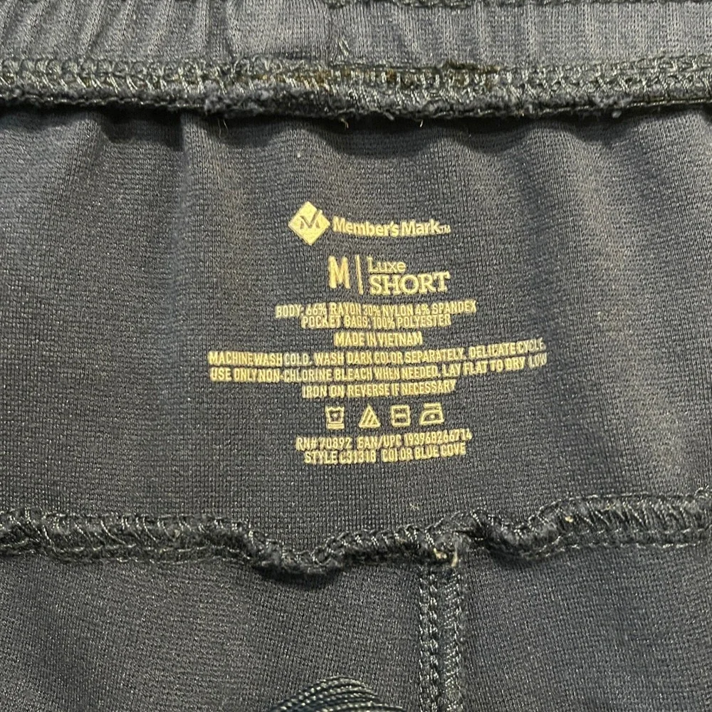 Member's Mark Luxe Short Men M Blue Athletic Knit Zipper Pocket C31318
